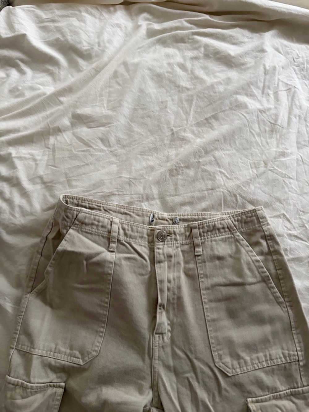 Zara Beige Cargo Pants with Patch Pockets
